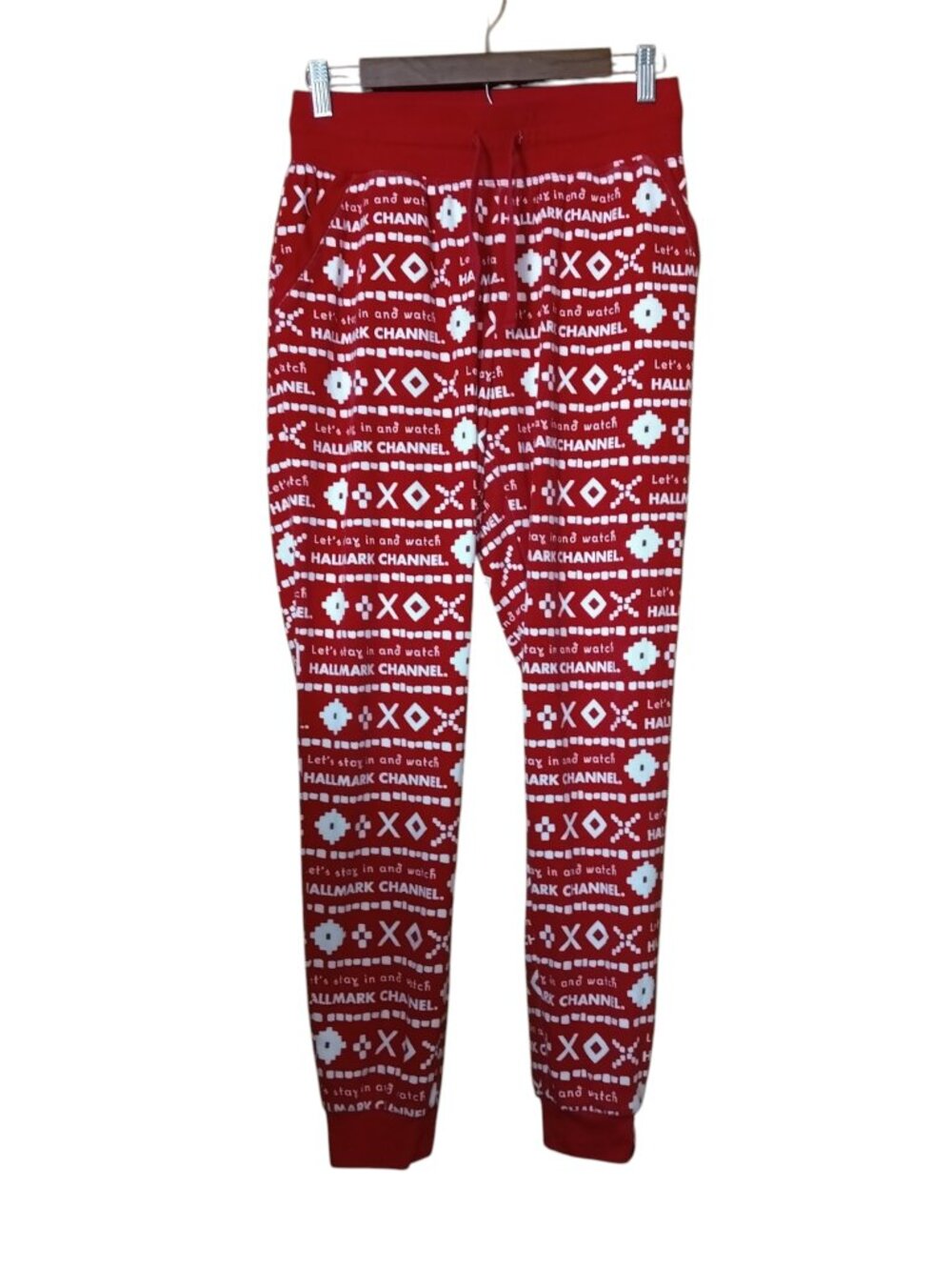 Hallmark Channel Women's Small Jogger Lounge Pajama Pants Pockets Red Christmas